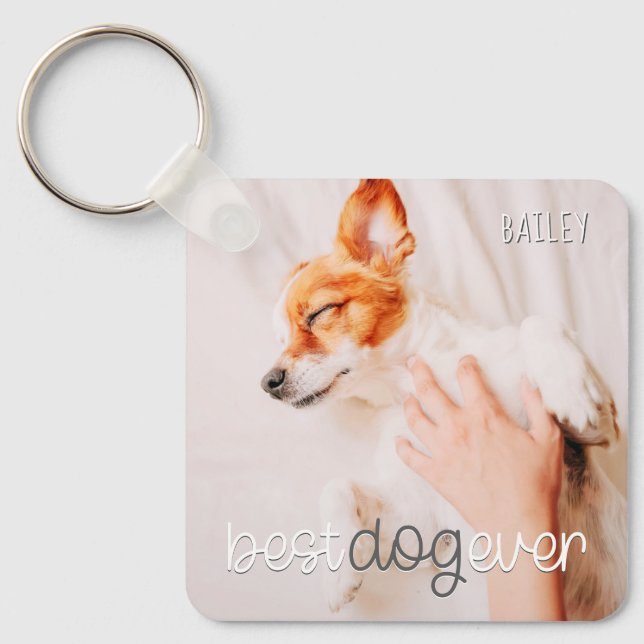 Best Dog Ever Modern Playful Simple Chic Pet Photo Nyckelring (Framsida)