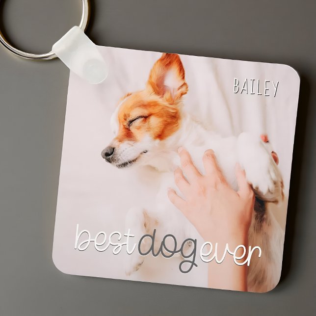Best Dog Ever Modern Playful Simple Chic Pet Photo Nyckelring (Skapare uppladdad)