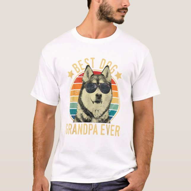 Best Dog Grandpa Ever Siberian T Shirt (Framsida)