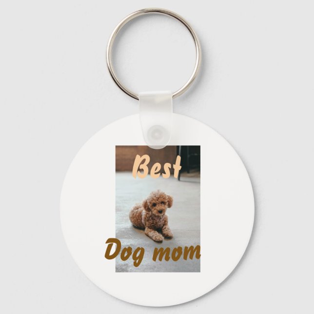 Best dog mom brown puddle pet dog cat mothers day  nyckelring (Framsida)