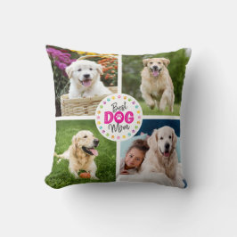 Best Dog Mom Custom 4 Photo Multicolor Paws Simple Kudde