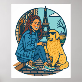 Best Dog Mom Ever in Paris Poster