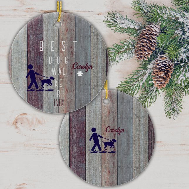 Best Dog Walker - julklapp Julgransprydnad Keramik (Show your Favorite Dog Walker how thankful you are for their hard work, with this custom ornament!)