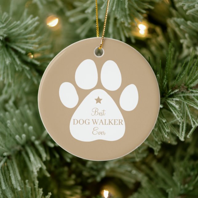 Best Dog Walker nånsin, Paw Print Ceramic Ornament (Träd)
