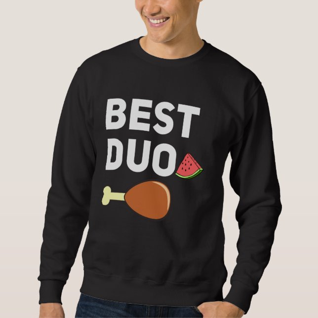 Best Duo Funny Fried Chicken Watermelon Lång Ärmad Tröja (Framsida)