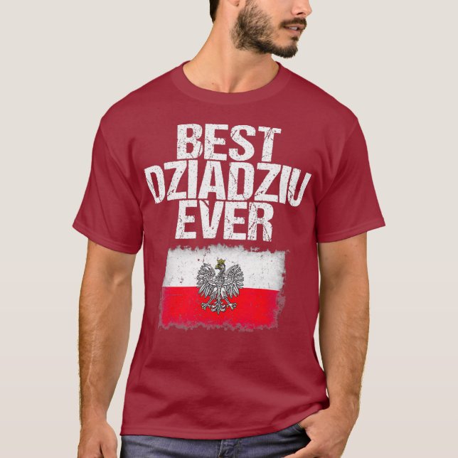 Best Dziadziu Aldrig Fars dag polsk morfar T Shirt (Framsida)