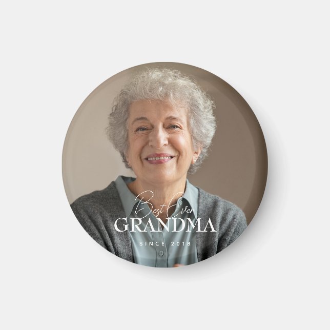 Best Ever Grandma Since 20XX Simple Elegant Photo Magnet (Framsidan)