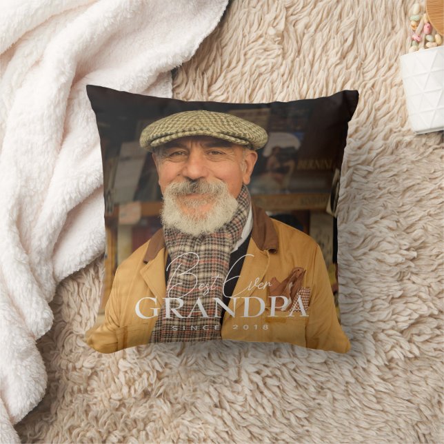 Best Ever Grandpa Since 20XX Simple Elegant Photo Kudde (Filt)