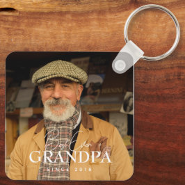 Best Ever Grandpa Since 20XX Simple Elegant Photo Nyckelring