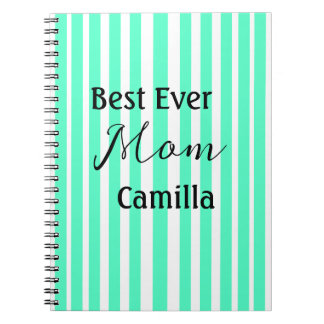 Best ever mom green stripped pattern pastel neon  anteckningsbok