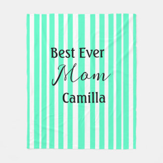 Best ever mom green stripped pattern pastel neon  fleecefilt