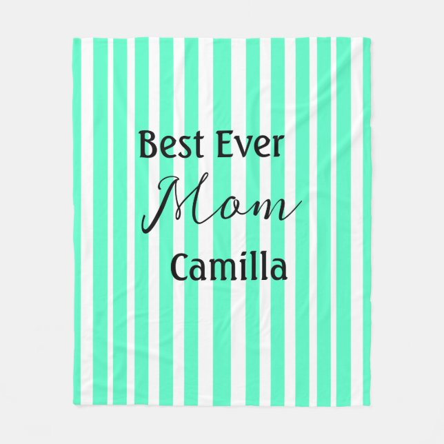 Best ever mom green stripped pattern pastel neon  fleecefilt (Framsidan)
