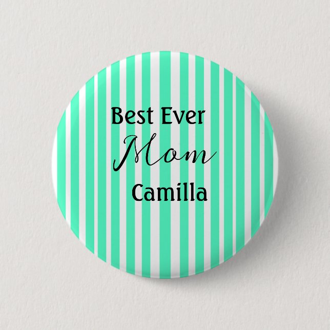 Best ever mom green stripped pattern pastel neon  knapp (Framsida)
