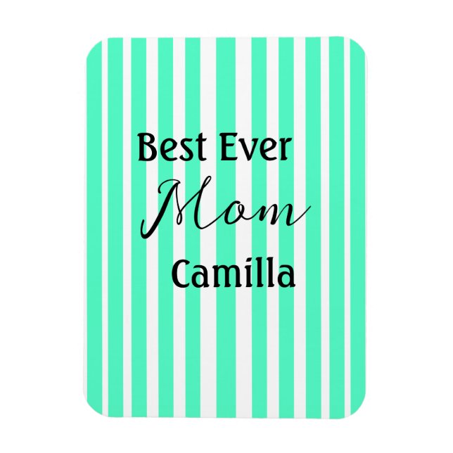 Best ever mom green stripped pattern pastel neon  magnet (Vertikal)