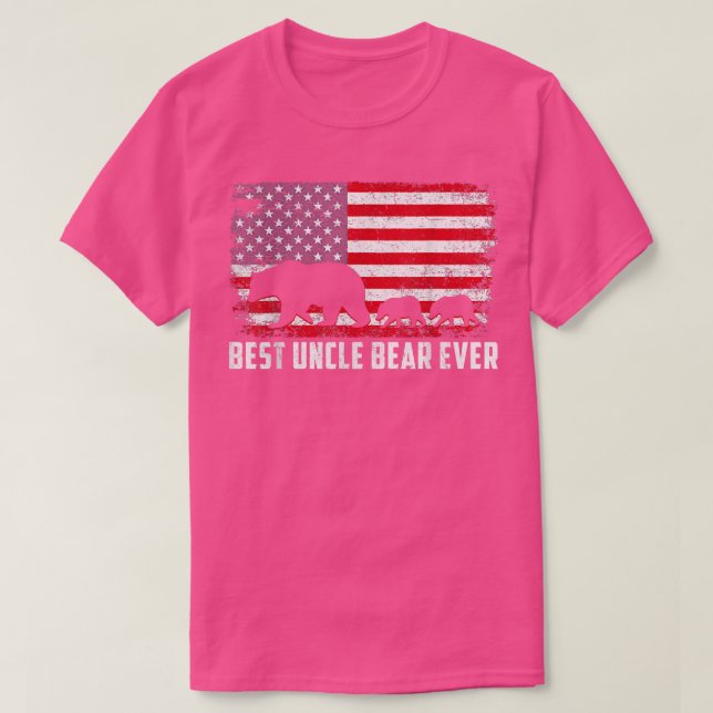 Best farbror Bear AldriUSA American Flagga Far Da T Shirt (Design framsida)