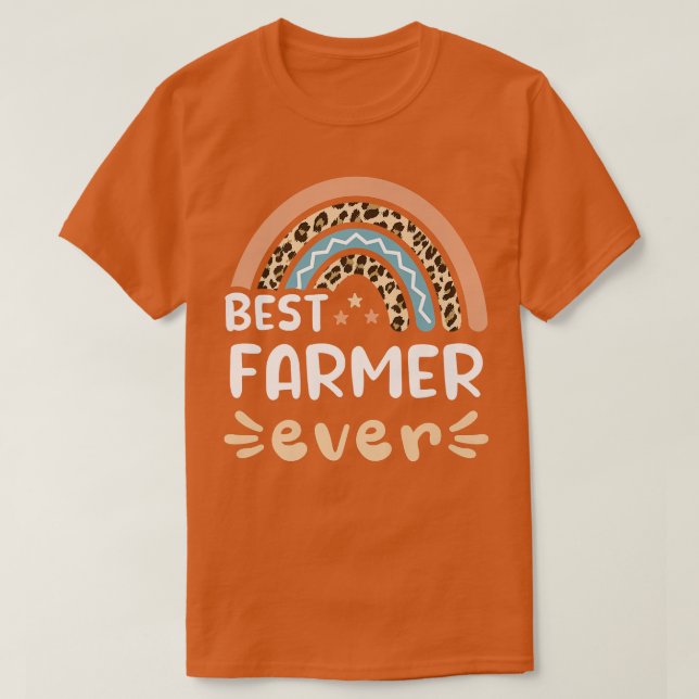 Best farmer ever Leopard Rainbow Mom  T Shirt (Design framsida)