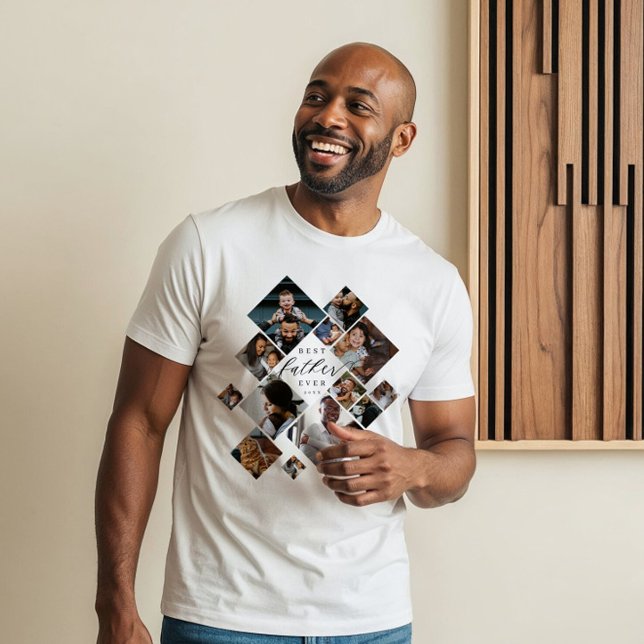Best Father Ever Modern Photo Collage Personalized T Shirt (Best Father Ever Modern Photo Collage Personalized Tri-Blend Shirt)