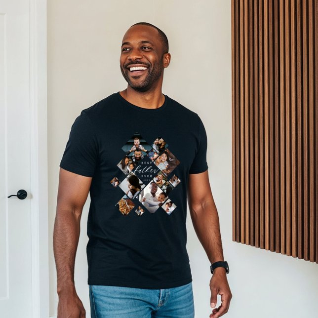 Best Father Ever Modern Photo Collage Personalized T Shirt (Best Father Ever Modern Photo Collage Personalized Tri-Blend Shirt)