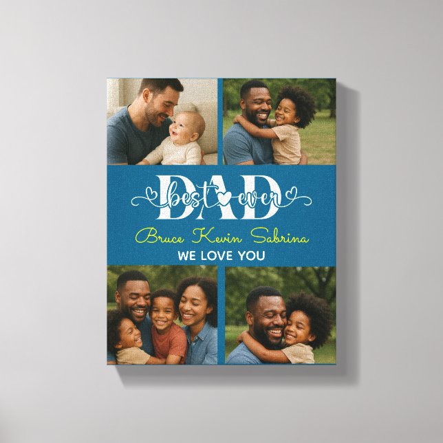 Best Father Ever Personalized Photo Collage Canvastryck (Framsida)