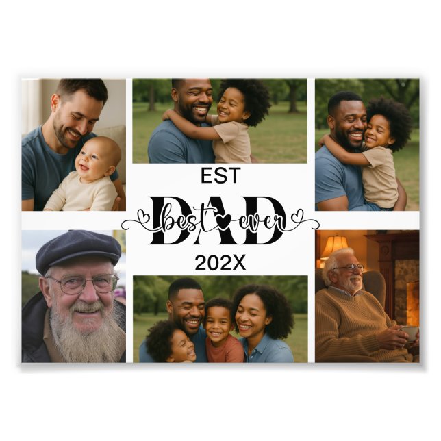 Best Father Ever – Personalized Photo Collage  Fototryck (Framsidan)