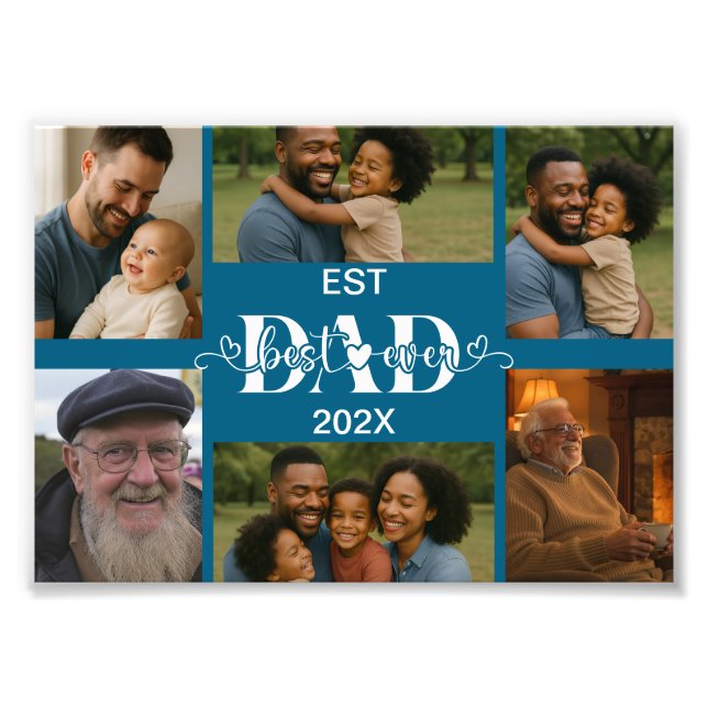 Best Father Ever – Personalized Photo Collage  Fototryck (Framsidan)