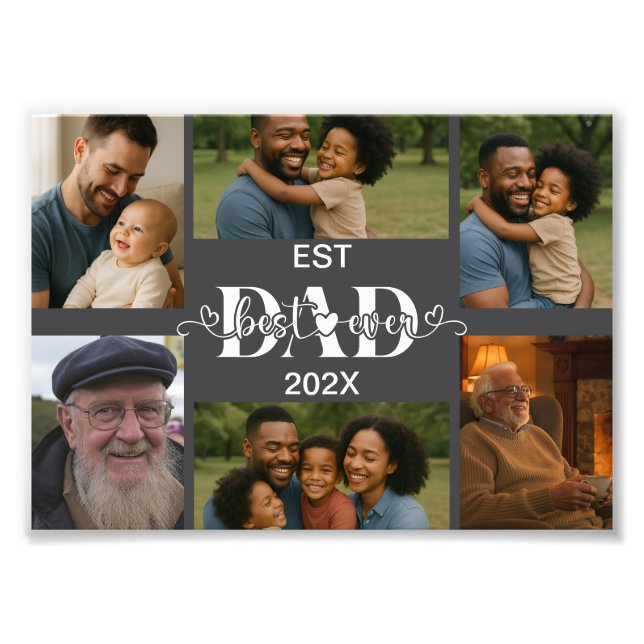 Best Father Ever – Personalized Photo Collage  Fototryck (Framsidan)