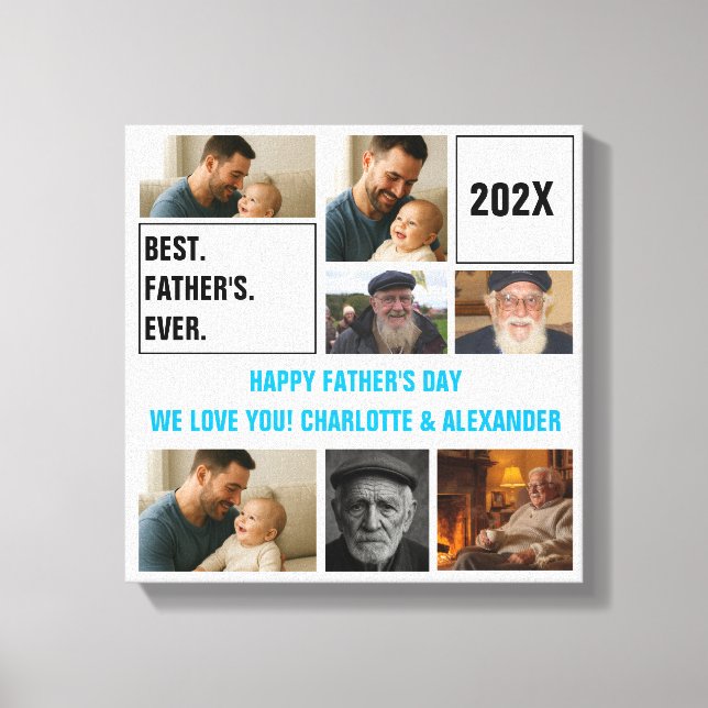 Best Father Ever Photo Collage and Custom Text Canvastryck (Framsida)