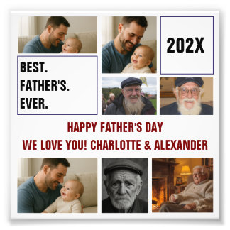 Best Father Ever Photo Collage and Custom Text Fototryck