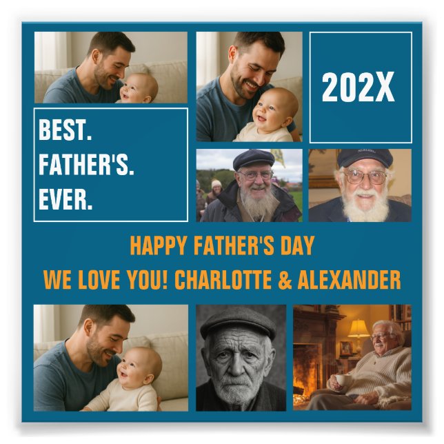 Best Father Ever Photo Collage and Custom Text Fototryck (Framsidan)