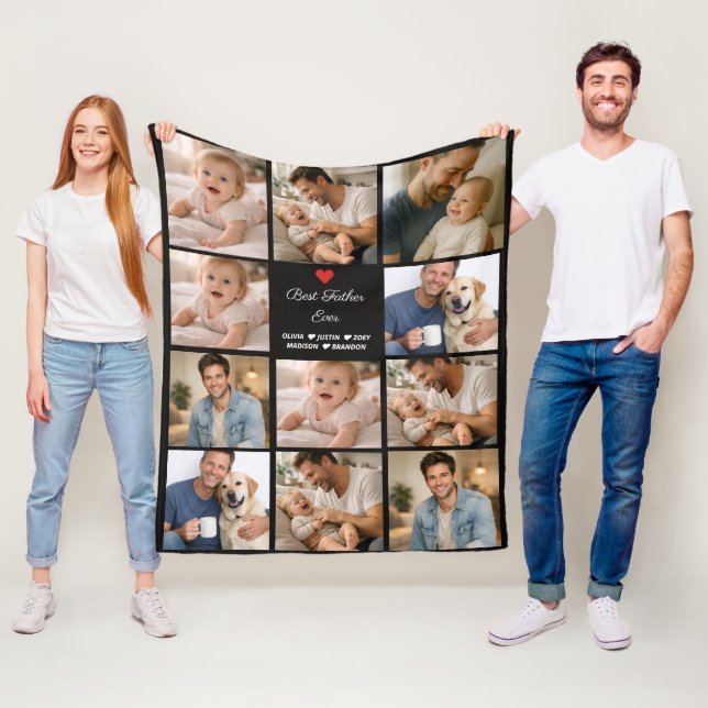 Best Father Ever Photo Collage | Personalized  Fleecefilt (På plats)