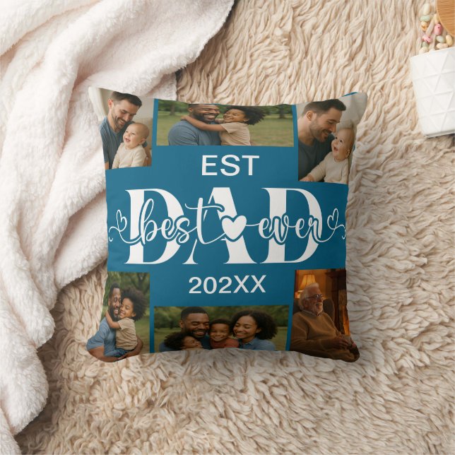 Best Father Ever Throw Pillow – Personalized Photo Kudde (Filt)