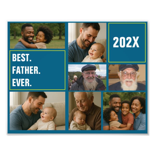 Best father's Ever Photo Collage and Custom Text Fototryck (Framsidan)