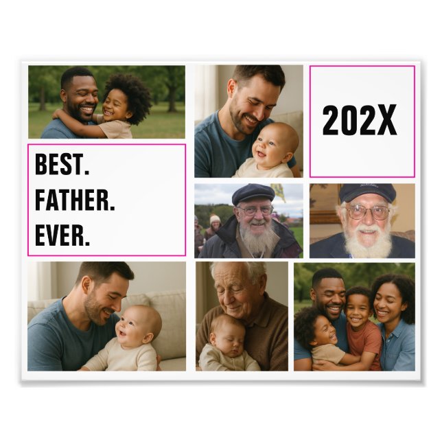 Best father's Ever Photo Collage and Custom Text Fototryck (Framsidan)