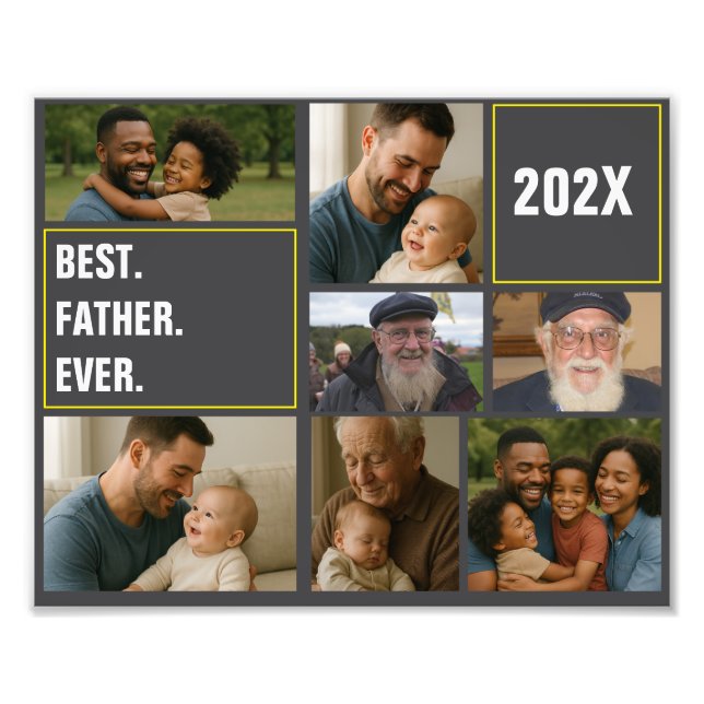 Best father's Ever Photo Collage and Custom Text Fototryck (Framsidan)