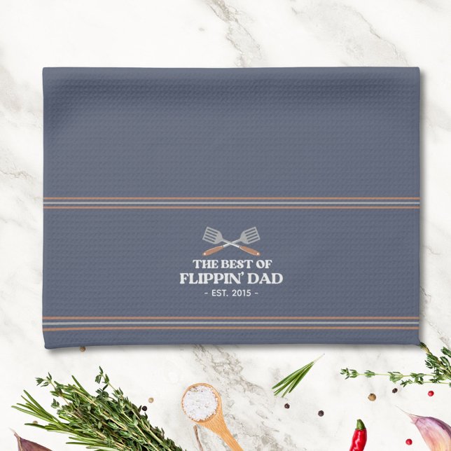 Best Flippin Pappa Spatula Funny Retro Kökshandduk (In situ)