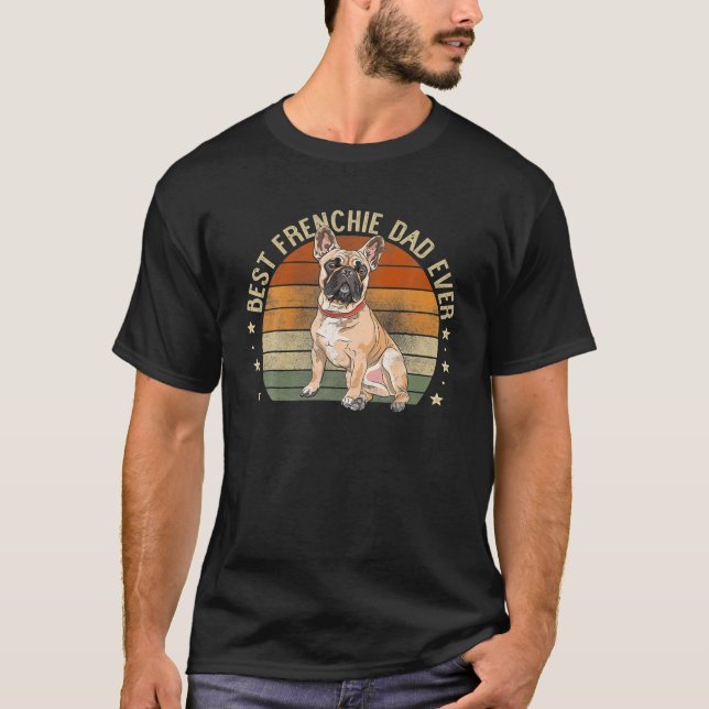 Best Frenchie Pappa All Retro Fransk Bulldog-prese T Shirt (Framsida)