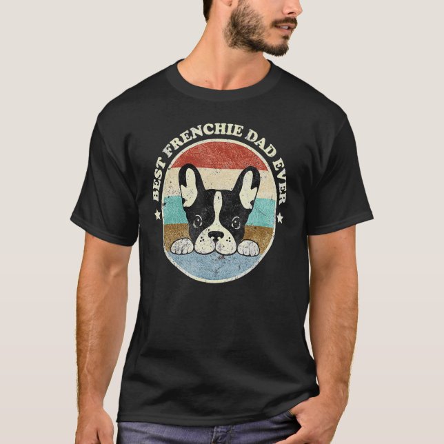 Best Frenchie Pappa Design Manar Far Fransk Bulldo T Shirt (Framsida)