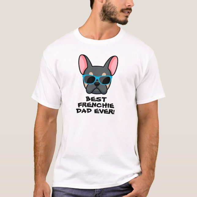 Best Frenchie Pappa Fars dag Blue Tan Frenchie T Shirt (Framsida)