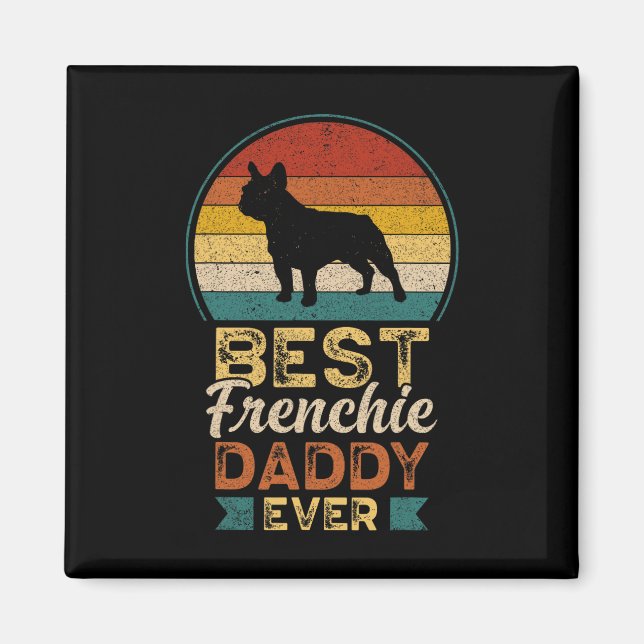 Best Frenchie pappa Retro Sunset Vintage Magnet (Framsidan)