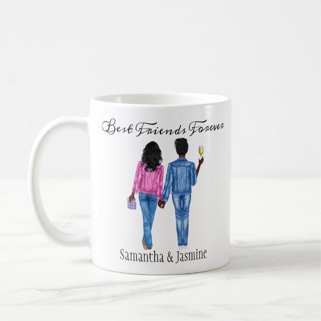 Best Friend African American Girls Photo Anpassnin Kaffemugg (Vänster)