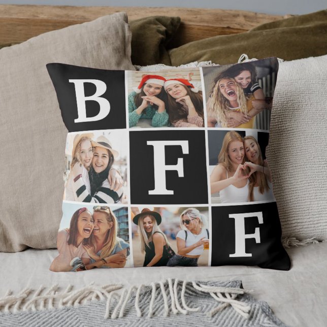 Best Friend BFF Photo Collage Friendship Gift  Kudde (Skapare uppladdad)