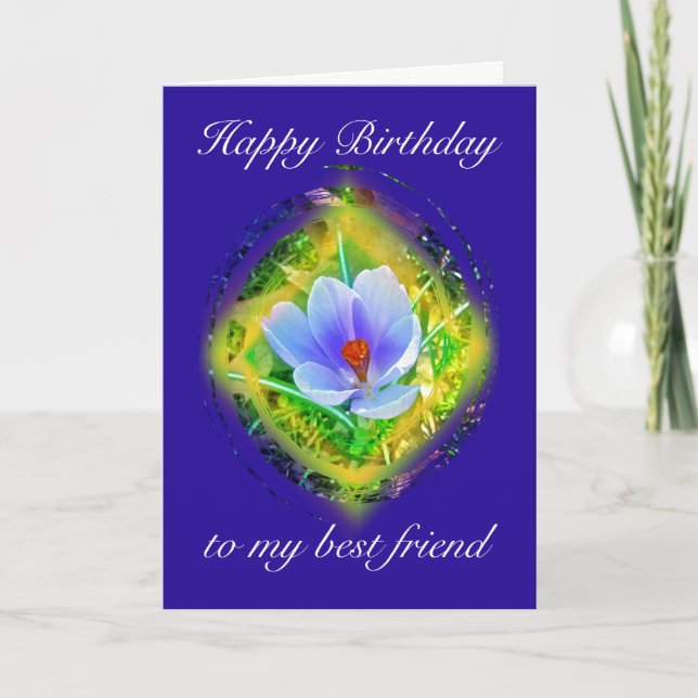 Best Friend Birthday Blue Crocus Kort (Framsida)
