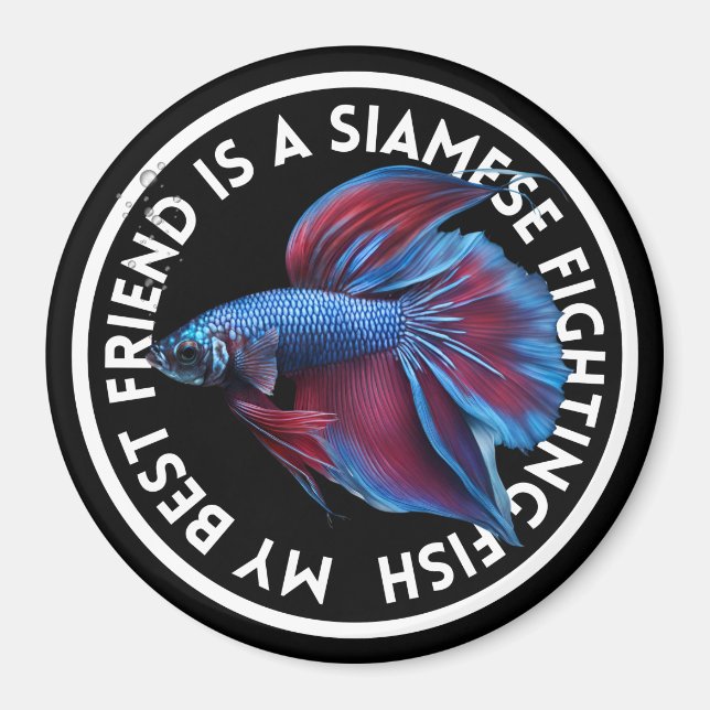Best Friend Blue Betta Fish Magnet (Framsidan)