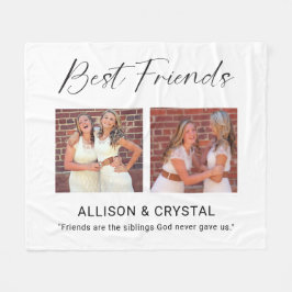 Best Friend Calligraphy 2 Photo Collage Quote Gift Fleecefilt