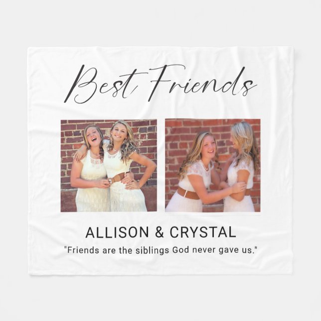 Best Friend Calligraphy 2 Photo Collage Quote Gift Fleecefilt (Framsidan (Horisontell))