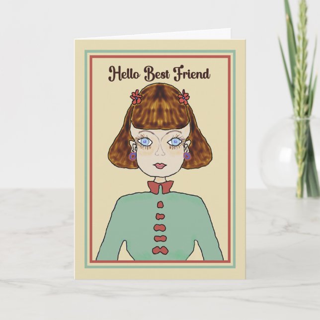 Best Friend Card Hand plockade Tack Kort (Framsida)