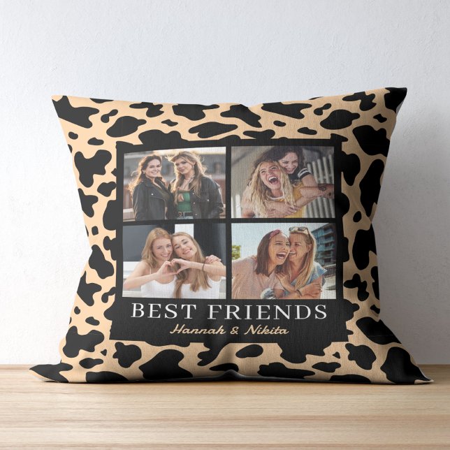 Best Friend Keepsake Photo Collage Animal Print Kudde (Skapare uppladdad)
