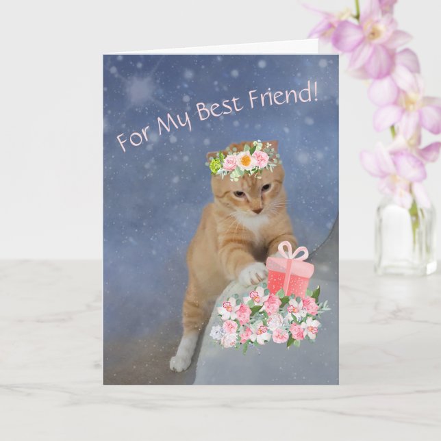 Best Friend Kitten Birthday Kort (Orkide)