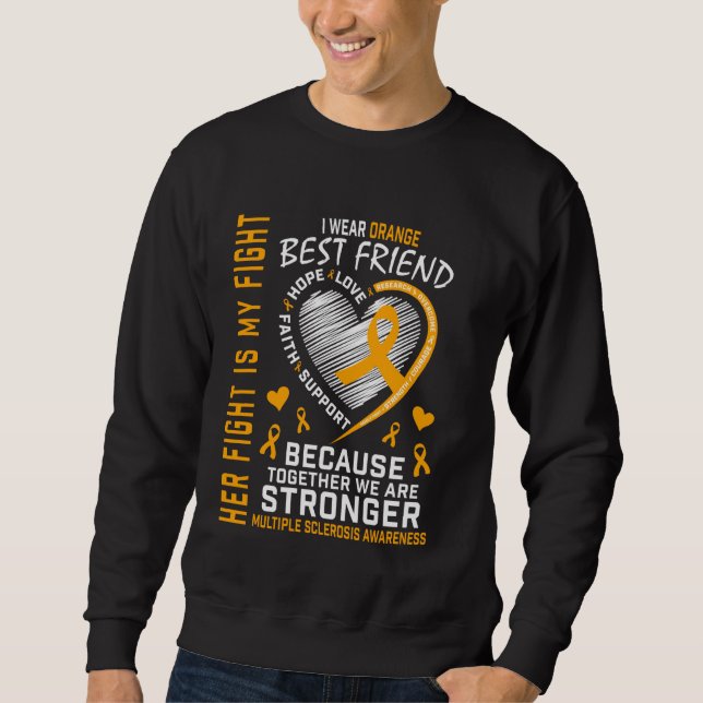 Best Friend Multiple Sclerosis Awareness Inspirati Lång Ärmad Tröja (Framsida)