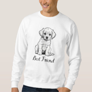 Best Friend Puppy Sketch - Adorable Dog Art Lång Ärmad Tröja